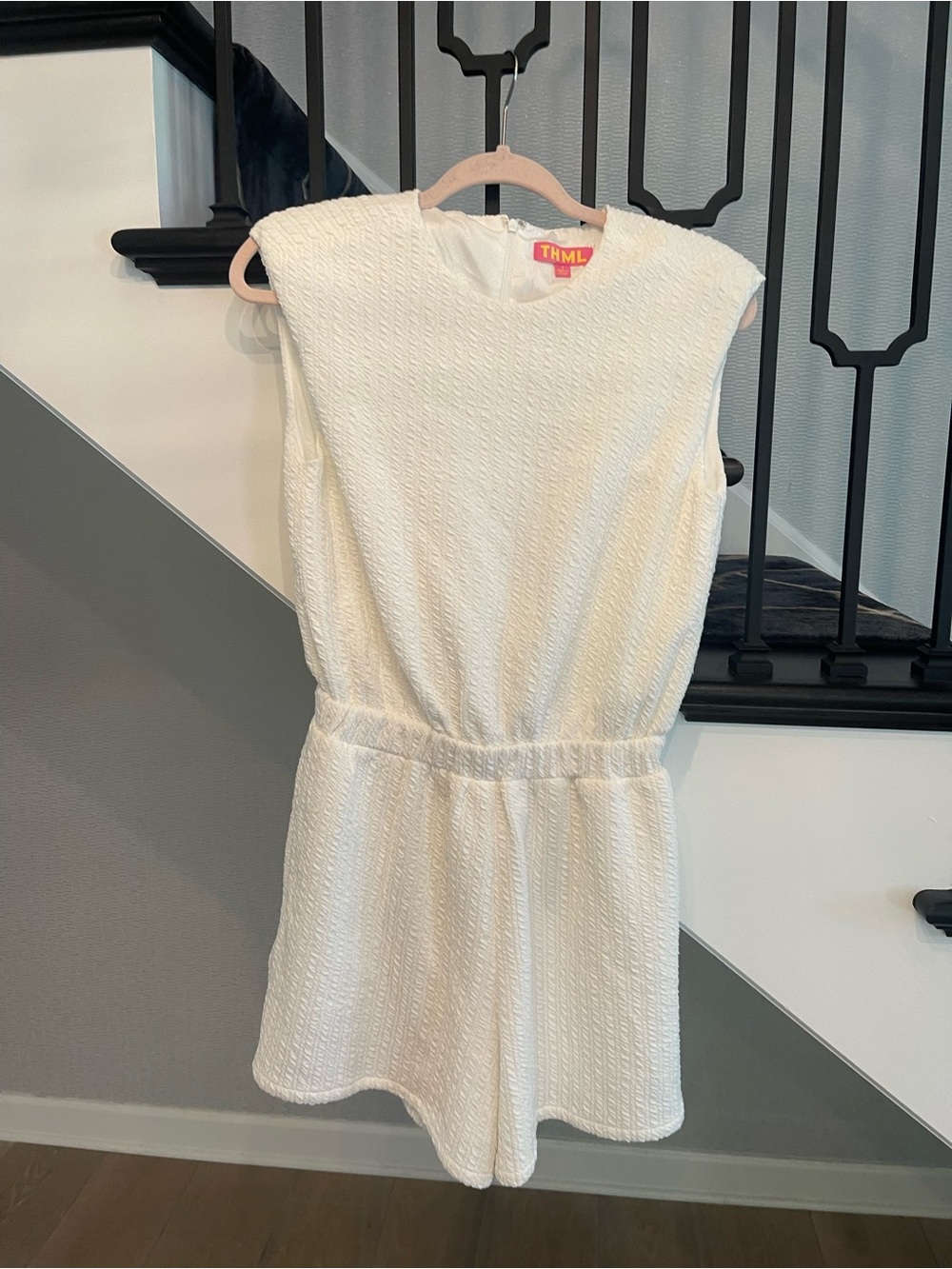 THML Girls Ivory Textured Sleeveless Dress